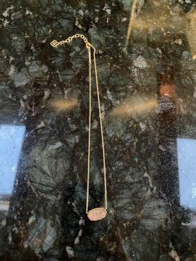 Kendra Scott Gold Necklace with Pink Oval Pendant
